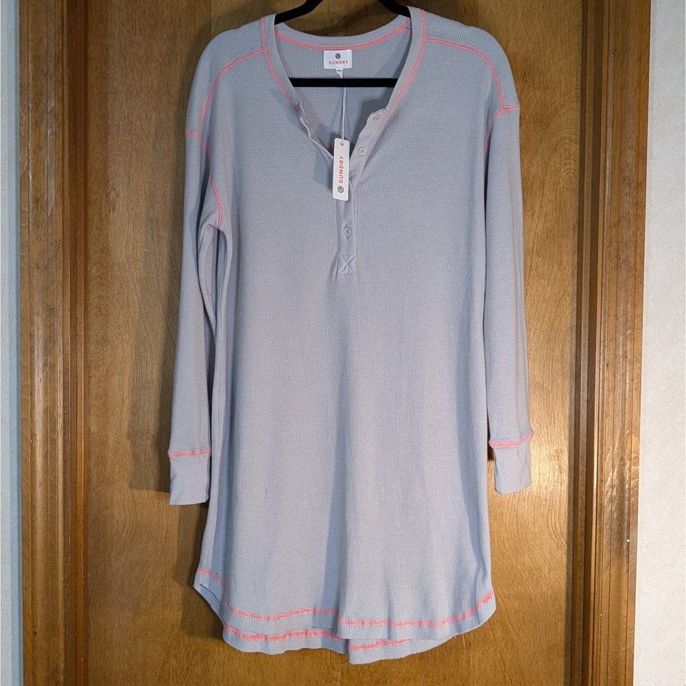 Sundry Thermal Women's Size 1 Henley Tunic Loungewear Nightgown House Dress NWT